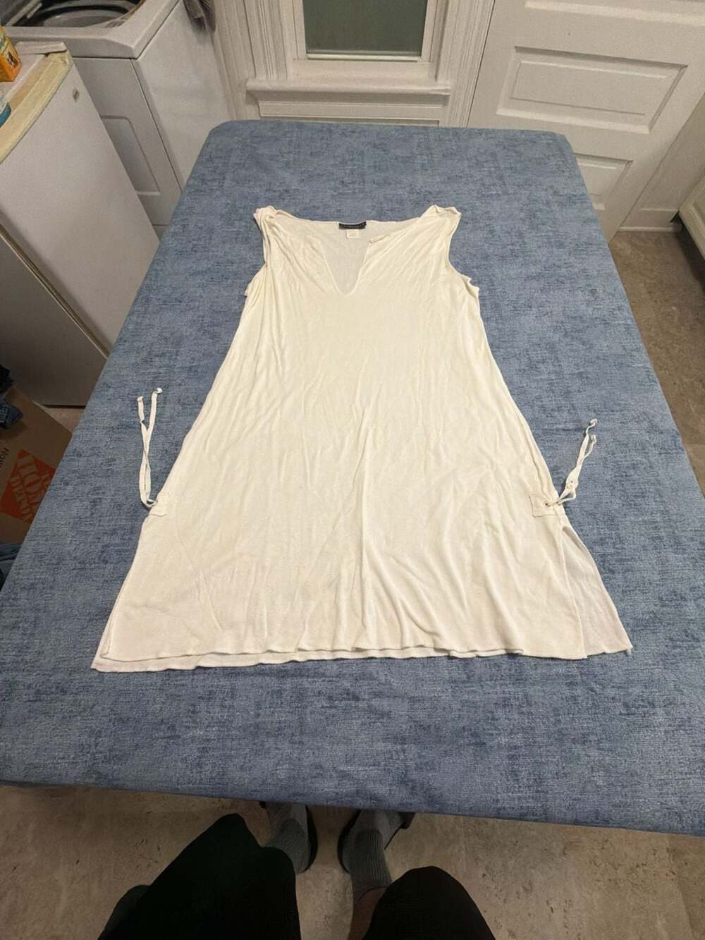 La Blanca by Rod Beattie White Micro-Modal Cotton V-Neck Cover-Up Tunic Size L